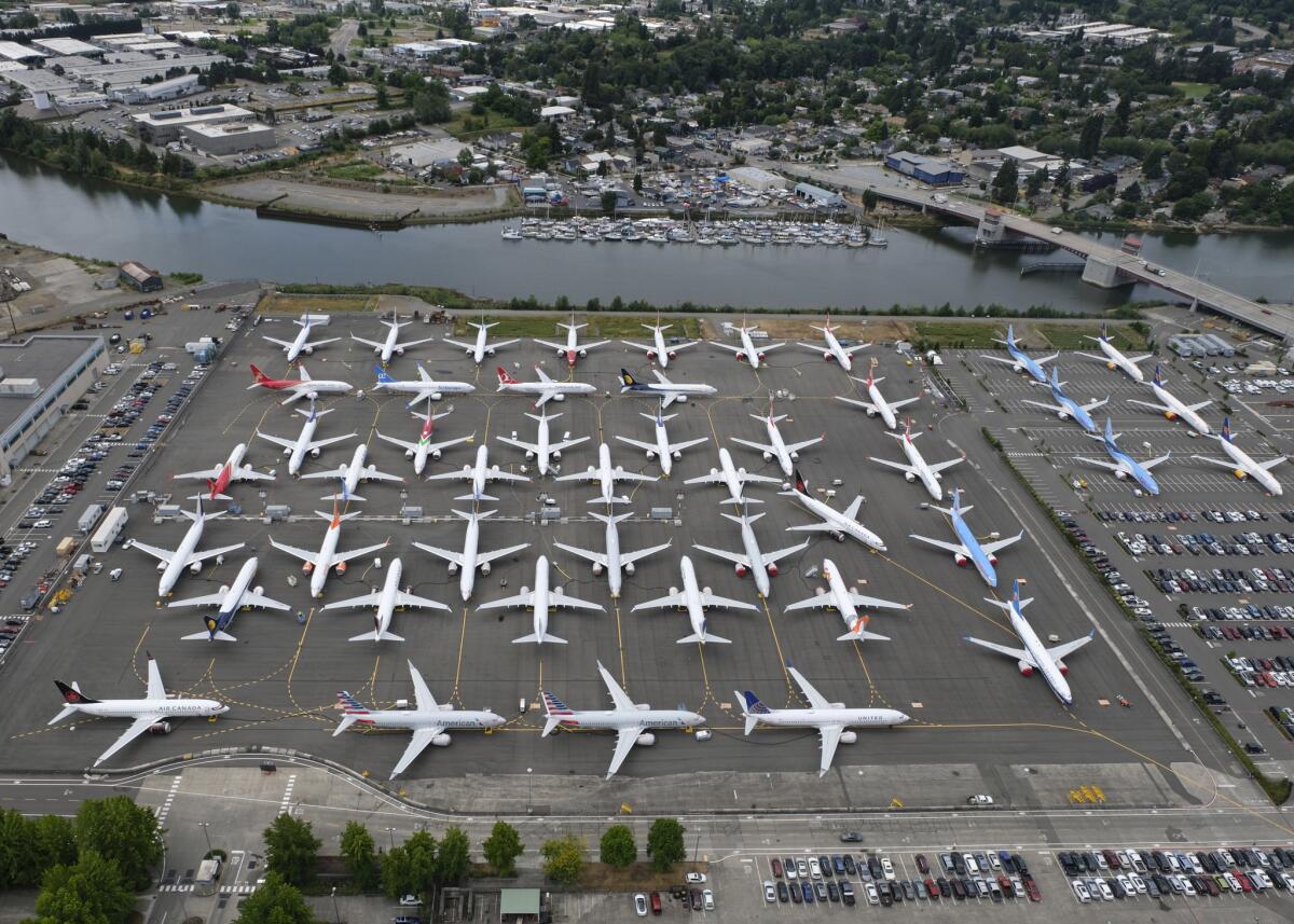 Grounded Boeing 737 Max planes