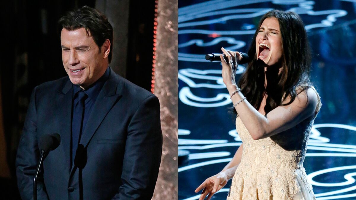 John Travolta was tasked with introducing Idina Menzel to perform the Oscar-nominated (and later Oscar-winning) song "Let It Go" from "Frozen" at the 86th Academy Awards. Unfortunately, he ended up introducing "Adele Dazeem" in what would become the flub of the night. Ever the professional, Menzel still nailed her performance.
