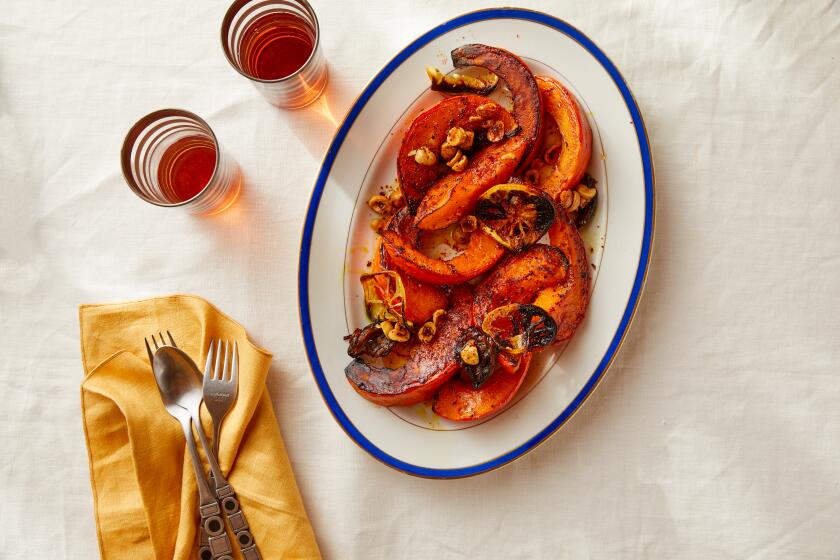 Caramelized Honey Roasted Squash with Citrus and Spicy Sesame by Chef Andy Baraghani. Prop styling by Dorothy Hoover.