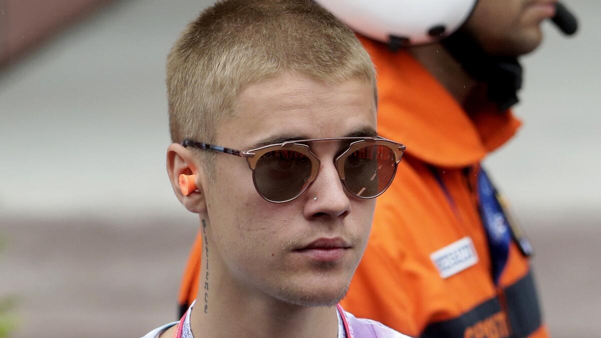 Justin Bieber at the racetrack in Monaco on May 29, 2016.