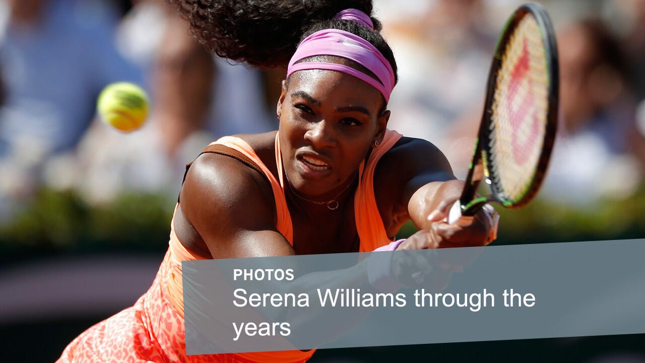 Serena Williams hits a return during her victory over Lucie Safarova in the French Open singles' final on June 6, 2015.