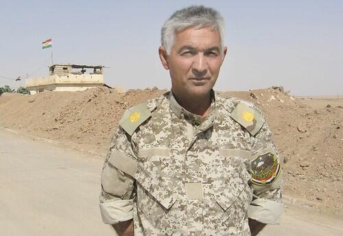 Maj. Issa Herki, an Iraqi Kurd, near a peshmerga guard post outside Mosul.