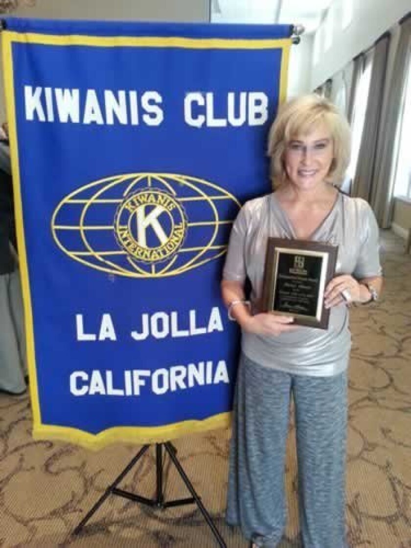 Sherry Ahern with her award from the La Jolla Kiwanis Club. Courtesy