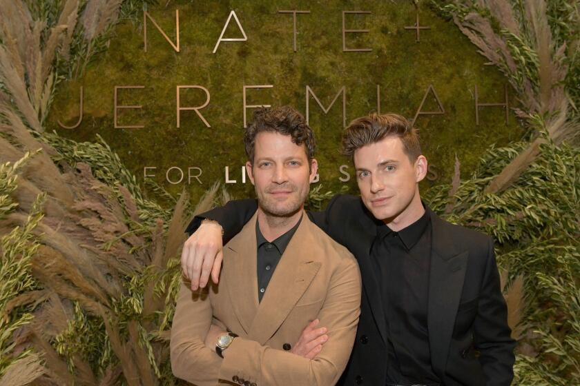 LOS ANGELES, CA - APRIL 11: Nate Berkus (L) and Jeremiah Brent attend Nate + Jeremiah For Living Spaces at HNYPT on April 11, 2019 in Los Angeles, California. (Photo by Amy Sussman/Getty Images for Living Spaces) ** OUTS - ELSENT, FPG, CM - OUTS * NM, PH, VA if sourced by CT, LA or MoD **