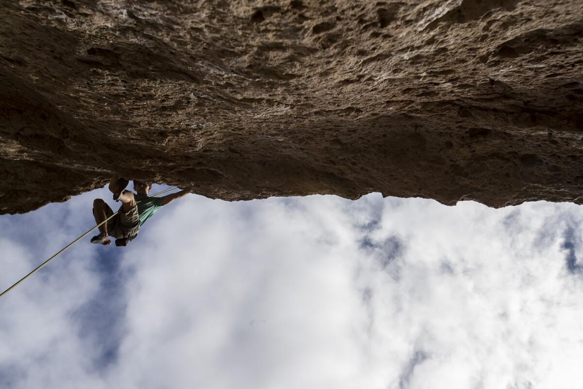 A climber at Malibu Creek State Park in the Santa Monica Mountains.