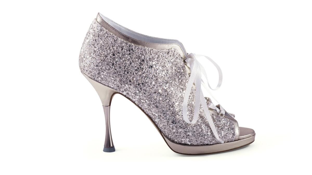 Crystal-encrusted shoes from Jessica Bedard might enliven a traditional wedding dress — or make you feel as if you're the belle of the ball.
