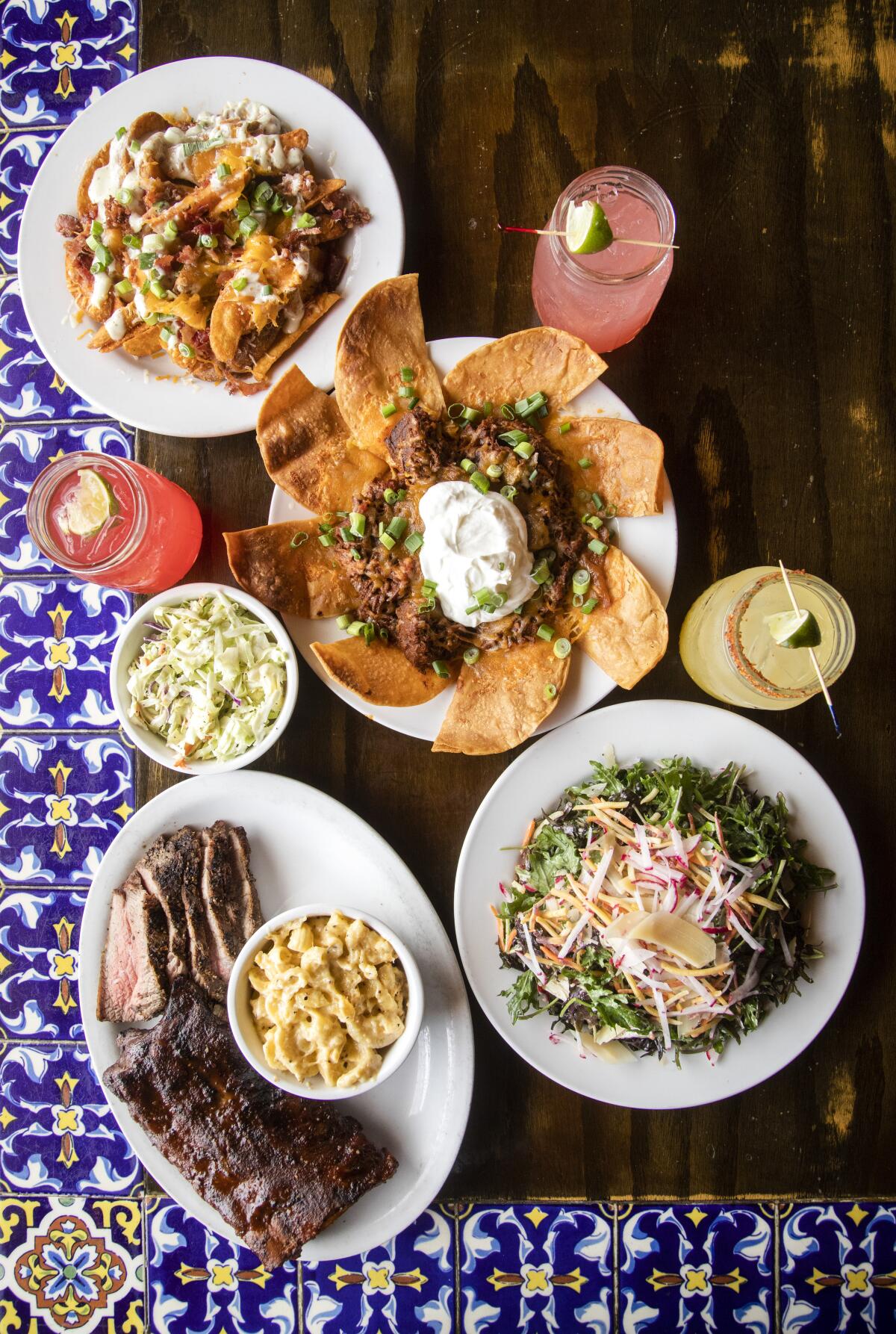 A selection of food and cocktails from Pappy & Harriet's in Pioneertown.