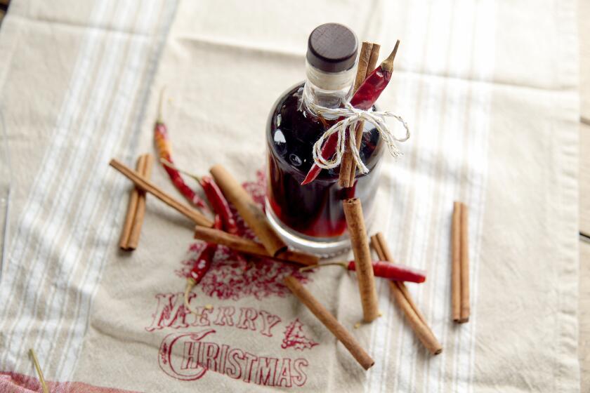 WEST HOLLYWOOD, CA., SEPTEMBER 27, 2018 --- Homemade gift ideas are perfect for the holidays. Here are fun recipe ideas for homemade cinnamon whiskey. (Kirk McKoy / Los Angeles Times)