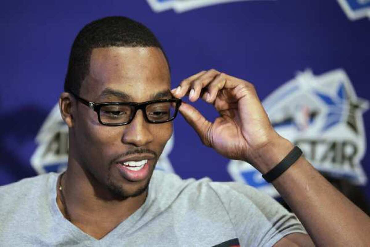Orlando Magic center Dwight Howard refuses to talk about trade rumors at an All-Star media session.