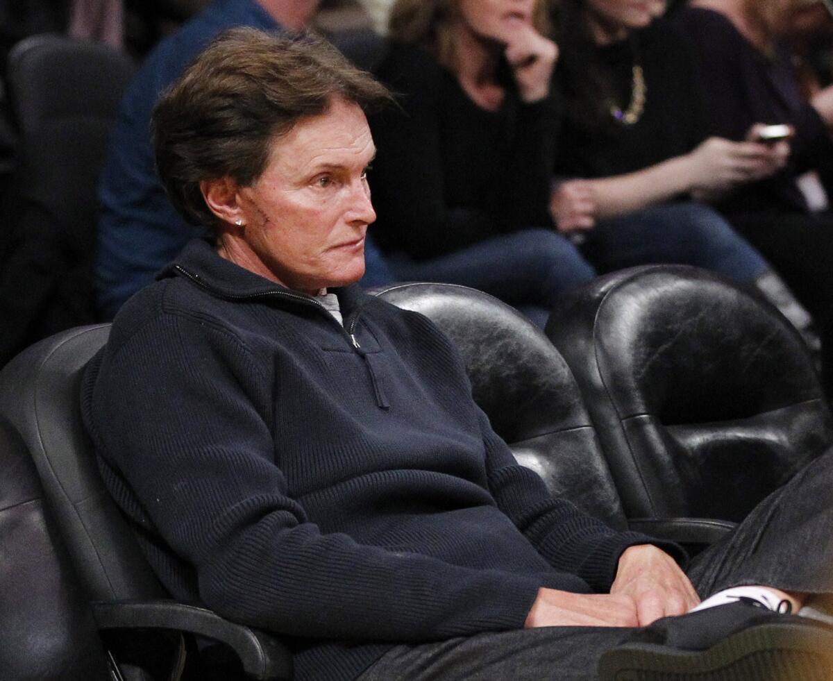 Bruce Jenner attends an NBA game between the Dallas Mavericks and Los Angeles Lakers in 2012.