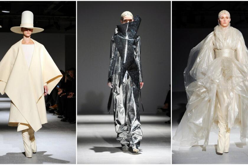 Looks from the Gareth Pugh fall and winter 2014 runway collection presented during Paris Fashion Week.