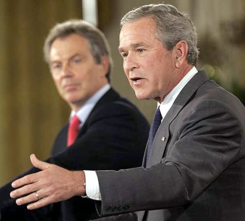 ALLIES: Newly leaked documents shed light on the prewar policies of British Prime Minister Tony Blair and President Bush.
