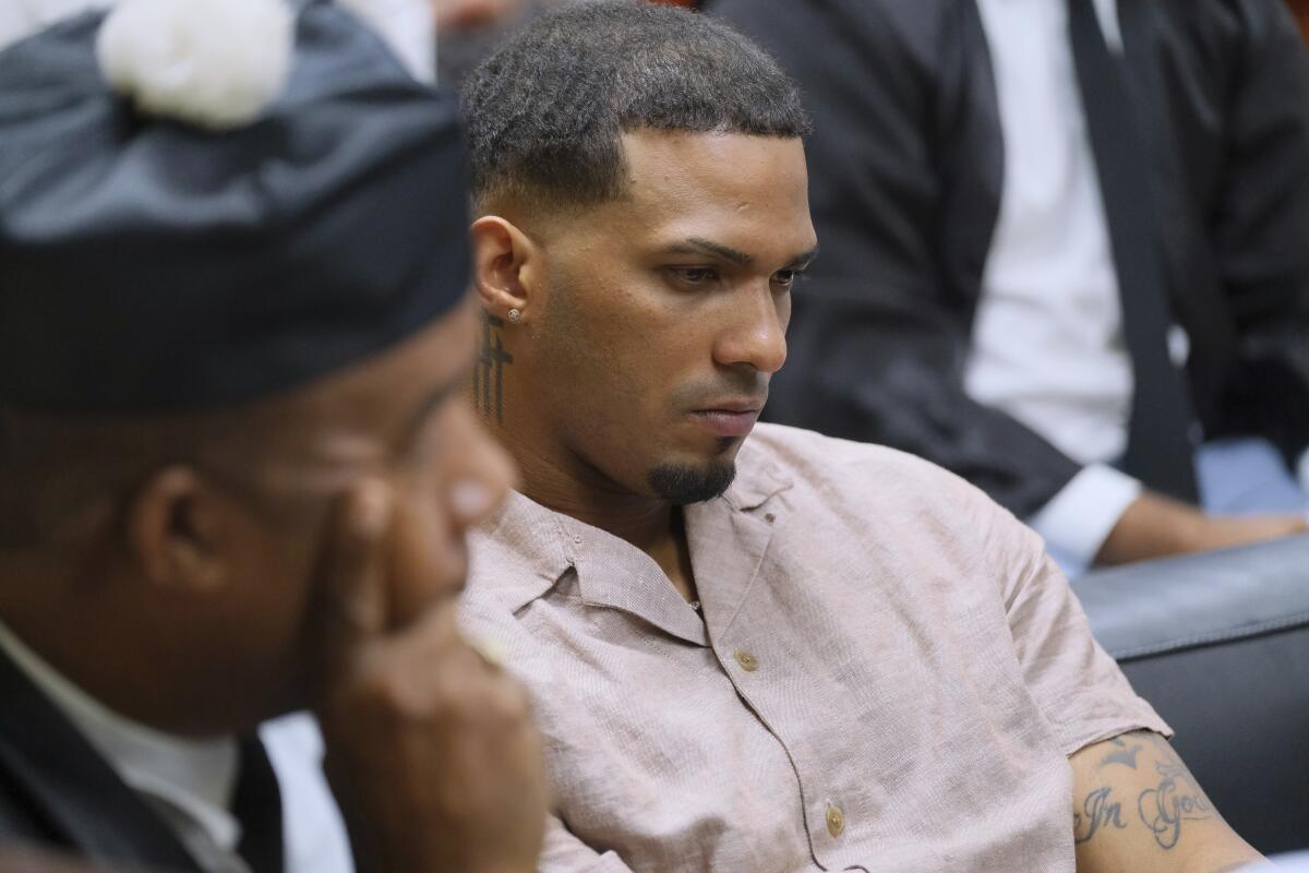 Tampa Bay Rays shortstop Wander Franco sits during his sexual abuse trial attends his trial.