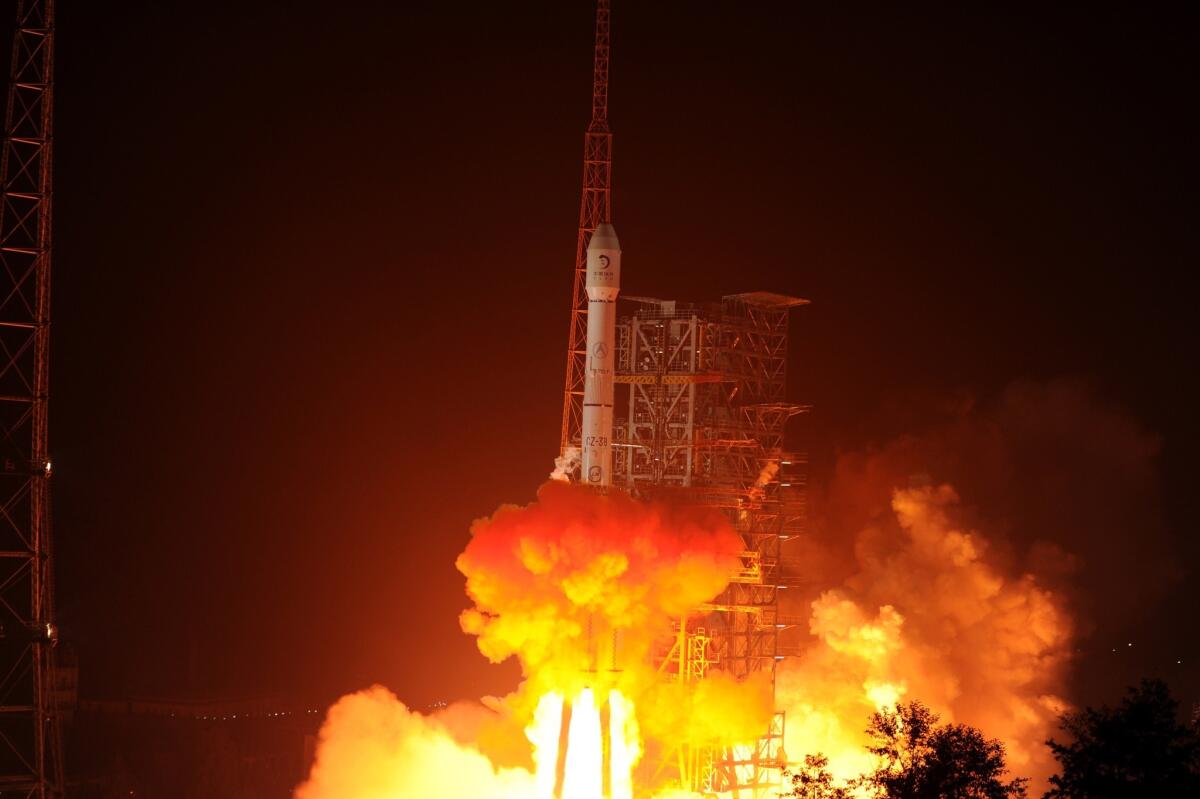 China's Long March rocket carrying the Jade Rabbit rover blasts off from the Xichang Satellite Launch Center in the southwest province of Sichuan.