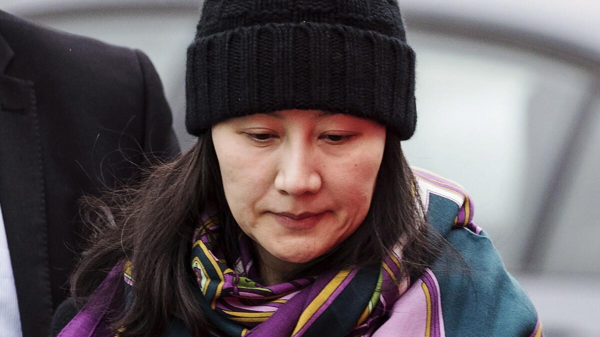 Huawei chief financial officer Meng Wanzhou arrives at a parole office in Vancouver on Thursday.