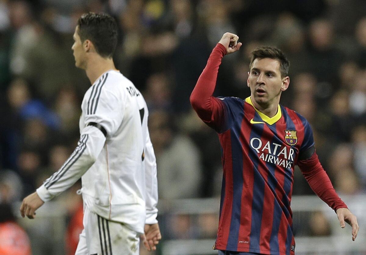 ARCHIVO - En esta foto del 23 de marzo de 2014, el argentino Lionel Messi, del Barcelona,