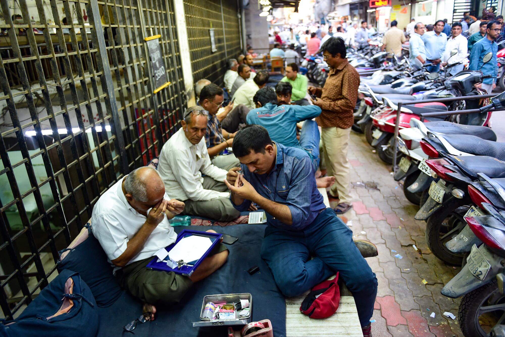 Diamond traders gathered at a market