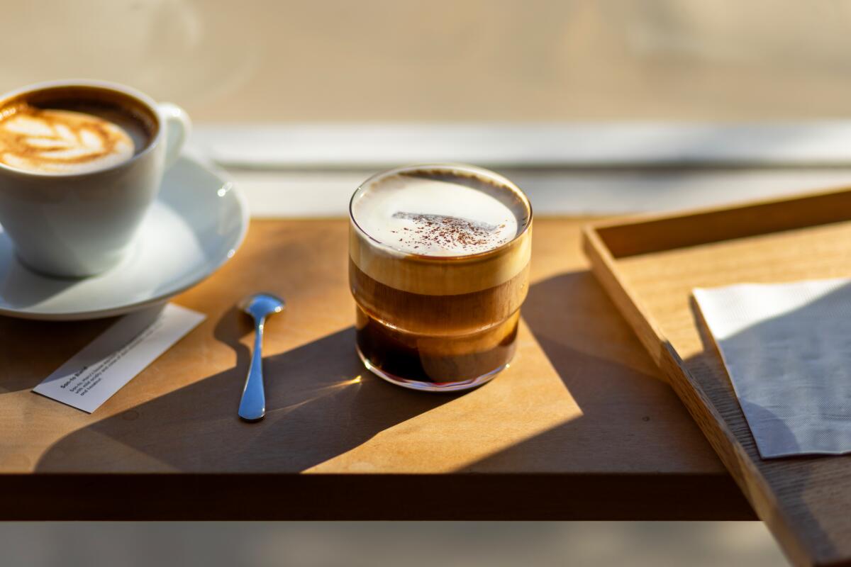 A cream-top coffee at the Maru Coffee shop