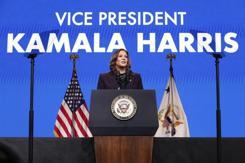 FILE - Vice President Kamala Harris speaks during the American Federation of Teachers' 88th national convention, July 25, 2024, in Houston. (AP Photo/Tony Gutierrez, file)