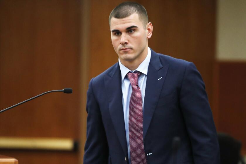 Denver Broncos backup quarterback Chad Kelly appears for a hearing in the Arapahoe County Courthouse, Wednesday, Oct. 24, 2018, in Centennial, Colo. Kelly was arrested early Tuesday, Oct. 23, on suspicion of criminal trespass in Englewood, Colo. The The Broncos waived Kelly on Wednesday. (AP Photo/David Zalubowski, Pool)