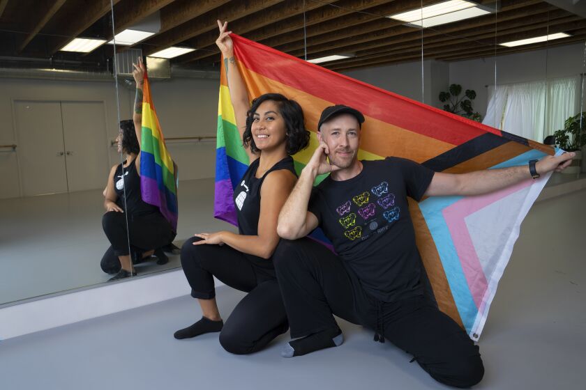 San Diego, CA - June 02: At a photoshoot at the BalletCenter Studios on Thursday, June 2, 2022 in San Diego, CA., Dancers Desiree Cuizon and Trystan Merrick are the co-lead artists in this year's Queer Mvmnt Fest, which is aimed at giving LGBTQ dancers and choreographers a safe space and showcase works by LGBTQ artists. (Nelvin C. Cepeda / The San Diego Union-Tribune)