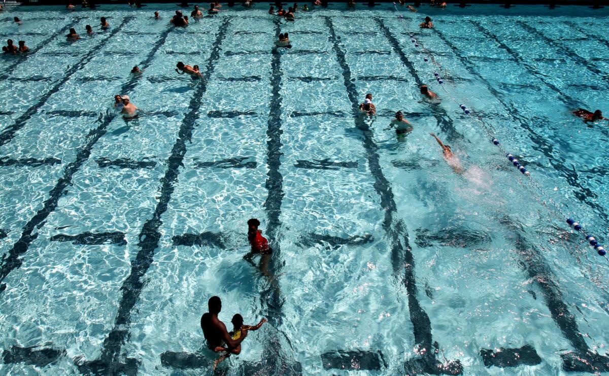 Swimmers cool off at Verdugo Park Pool in Burbank in this file photo from Aug., 24, 2013.