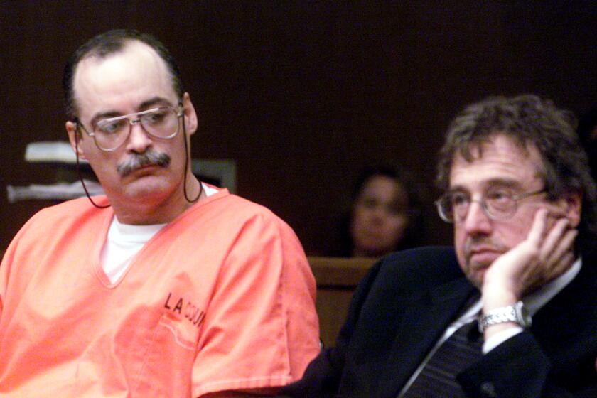 Boris Yaro   (l to r) Kenneth E.Gay (cq) and his attorney Kenneth Lezin (cq) shown here in San Fernando Superior Court where Gay was given the death sentence ( a second time) for the murder of LAPD motor officer Paul Verna (cq). Boris Yaro/LA Times DIGITAL IMAGE SHOT ON 120400