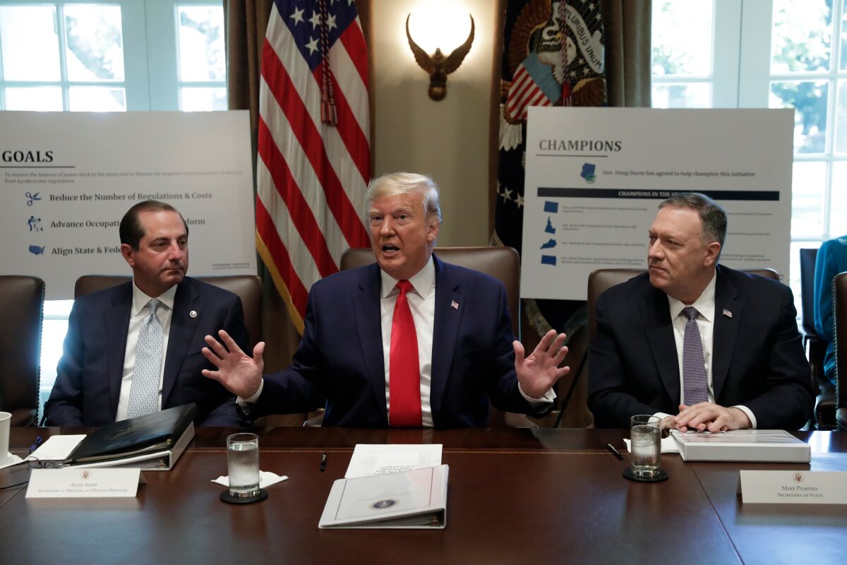 President Trump at a Cabinet meeting in the White House.