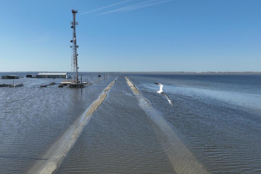 Corcoran, CA, Wednesday, April 19, 2023 - 4th Ave. remains impassable South of Corcoran as Tulare Lake continues to grow. (Robert Gauthier/Los Angeles Times)