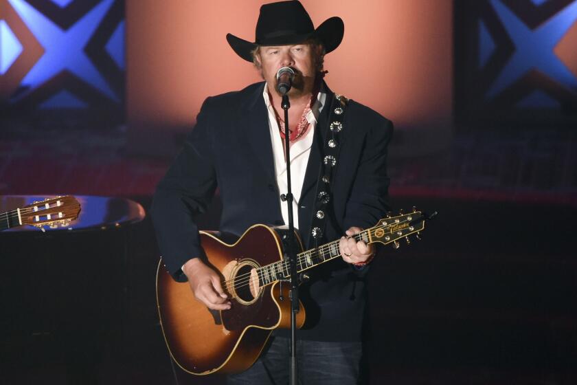 FILE - Honoree Toby Keith performs at the 46th annual Songwriters Hall of Fame Induction and Awards Gala at the Marriott Marquis on June 18, 2015, in New York.“Beer For My Horses” singer-songwriter Toby Keith has died. He was 62. Keith passed peacefully on Monday, Feb. 5, 2024 surrounded by his family, according to a statement posted on the country singer's website. (Photo by Evan Agostini/Invision/AP, File)
