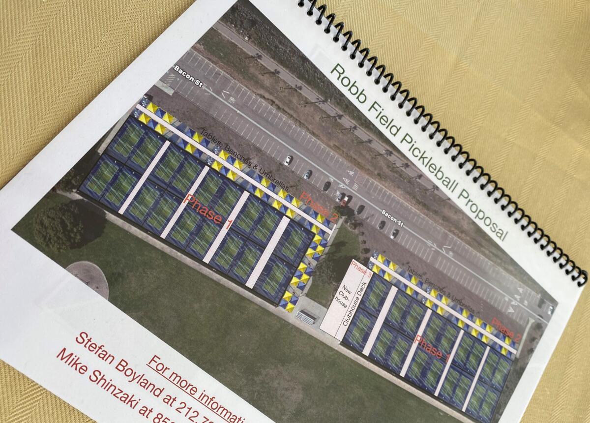 The Robb Field pickleball proposal by Mike Shinzaki and Stefan Boyland envisions a regional facility with 25 to 50 courts.