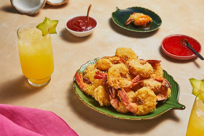 EL SEGUNDO, CA - Thursday, July 27, 2023: Fried shrimp, made at the LA Times Test Kitchen in El Segundo. (Kell Lorenz / For The Times)