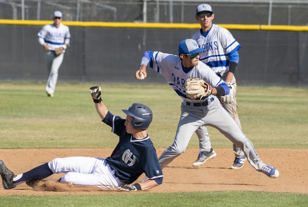 Fountain Valley High's Sebastian Murillo, right, and Newport Harbor's John Olmstead, left, are two of the area’s top shortstops.