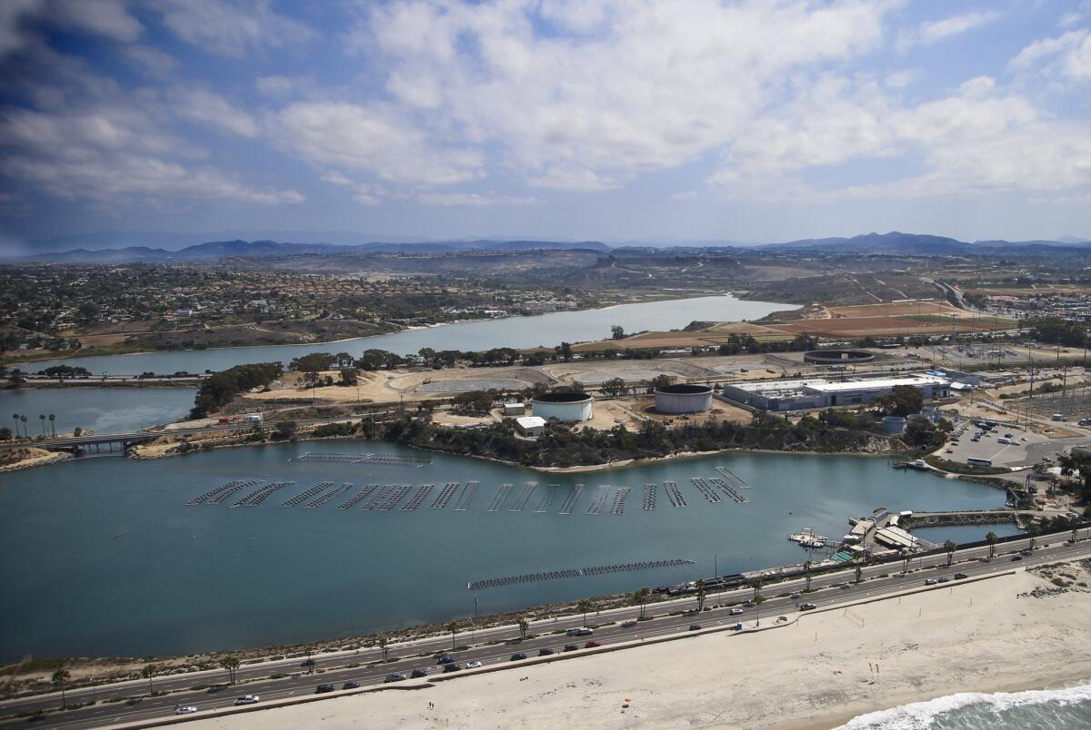 Much of San Diego County could benefit from the proposed easing of water-conservation rules because of a desalination plant in Carlsbad, shown above in September.