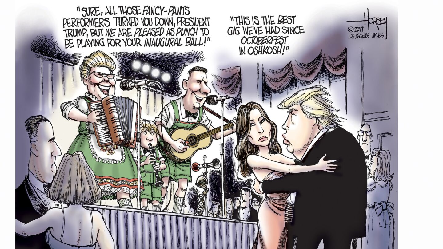 Mainly B-list bands play at Donald Trump's inaugural celebration.