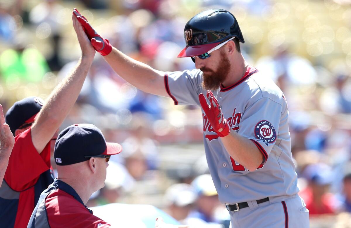 Adam LaRoche's two-run home run in the ninth inning tied the game with the Dodgers forcing extra innings. LaRoche finished the day two for three at the plate with five RBIs.