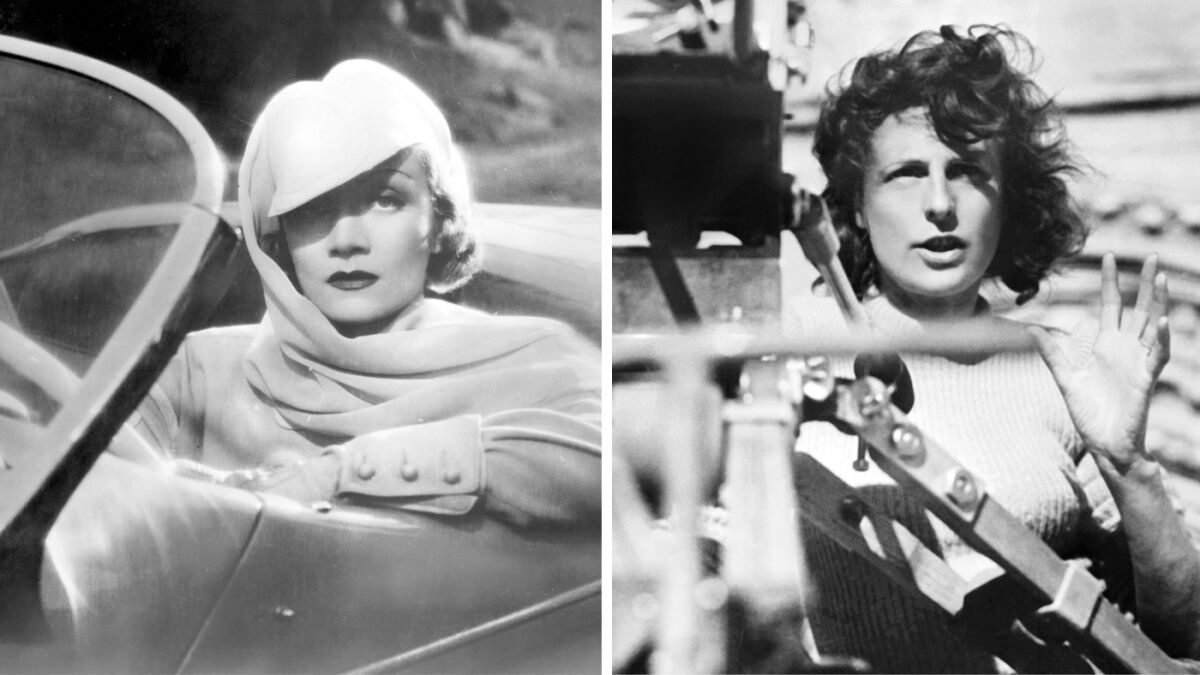 Actress Marlene Dietrich, left, and film director Leni Riefenstahl, are the subjects of Karin Wieland's new book "Dietrich and Riefenstahl: Hollywood, Berlin and a Century in Two Lives."