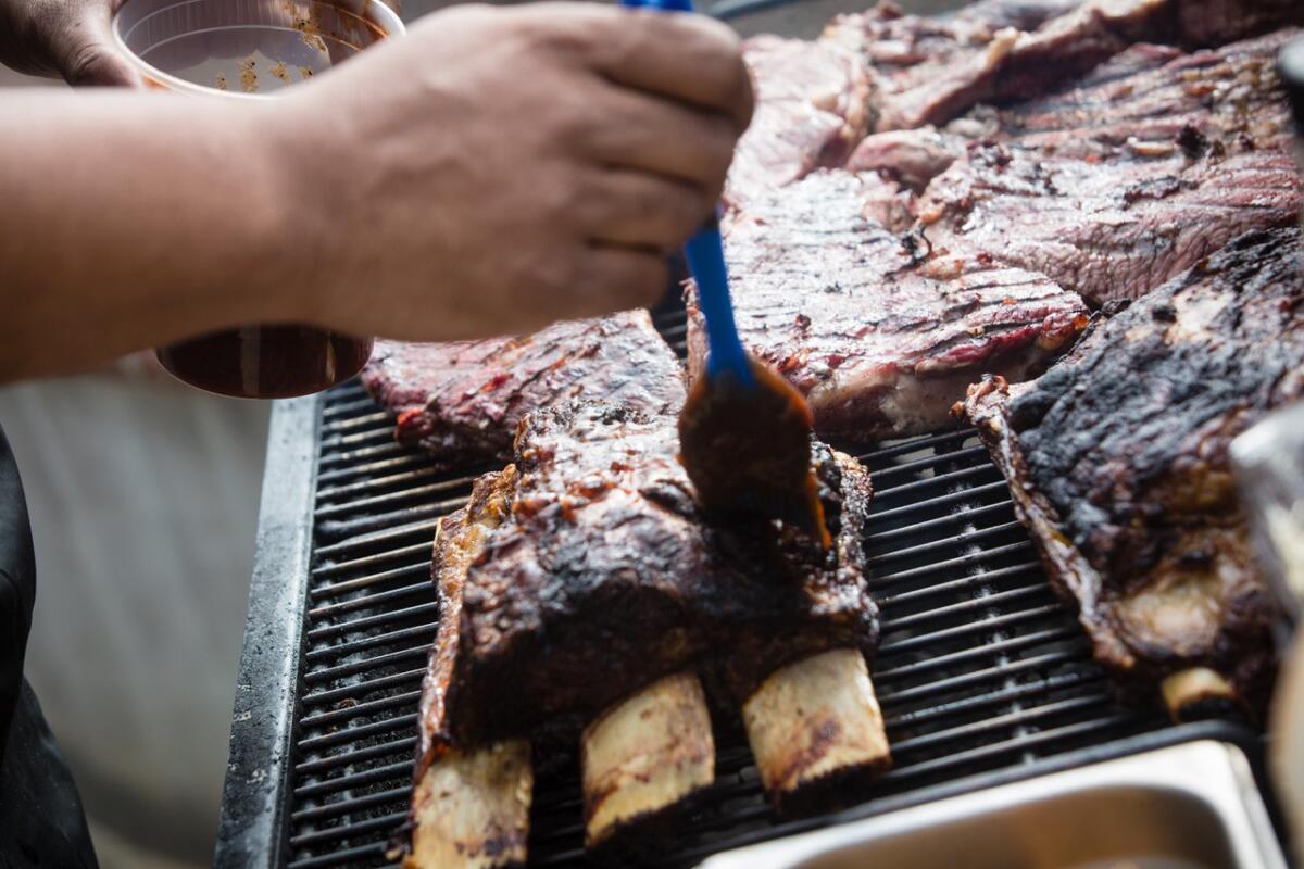 Brandt Beef on the grill at Ranch 45 cafe and market in Solana Beach