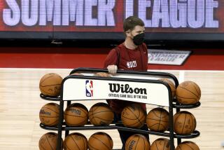 LAS VEGAS, NEVADA - AUGUST 09: A rack of basketballs is wheeled off the court before a game between the Dallas Mavericks and the Philadelphia 76ers during the 2021 NBA Summer League at the Thomas & Mack Center on August 9, 2021 in Las Vegas, Nevada. The 76ers defeated the Mavericks 95-73. NOTE TO USER: User expressly acknowledges and agrees that, by downloading and or using this photograph, User is consenting to the terms and conditions of the Getty Images License Agreement. (Photo by Ethan Miller/Getty Images)