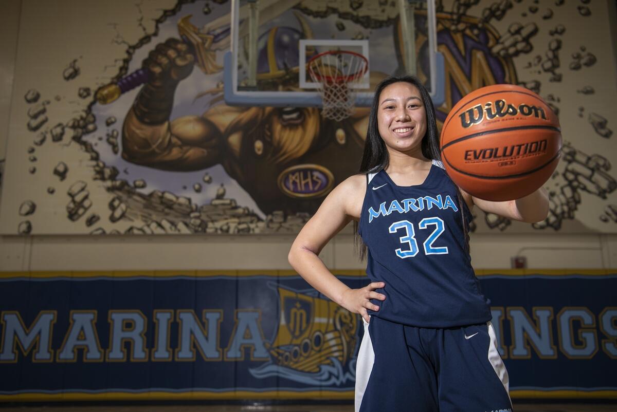 Katie Nguyen of Marina averaged 14 points to go with 8.1 rebounds, 2.8 assists and 2.7 steals per game in the 2018-19 season.
