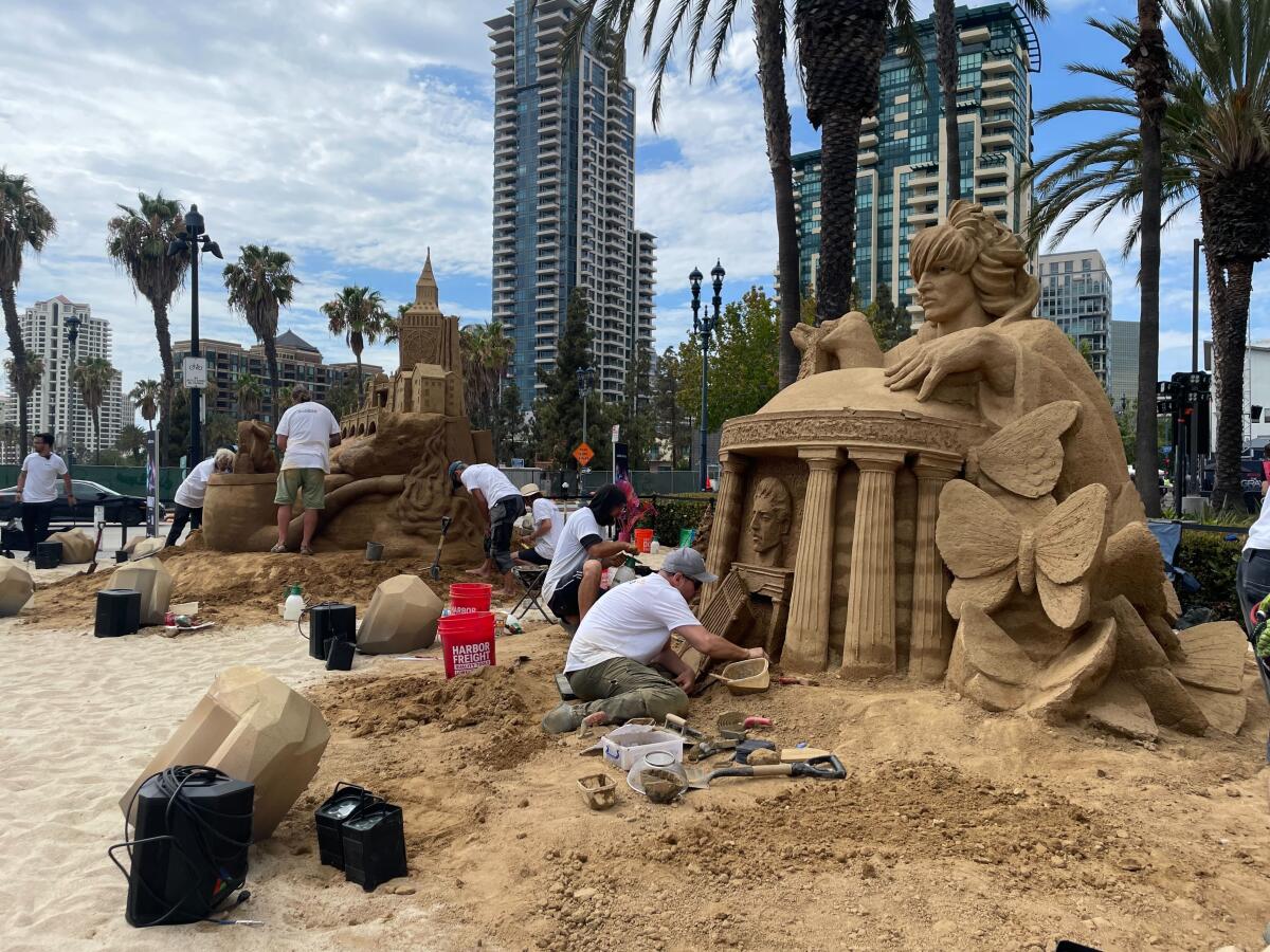 Audible has created detailed sand castles celebrating their original audio storytelling outside Comic-Con.