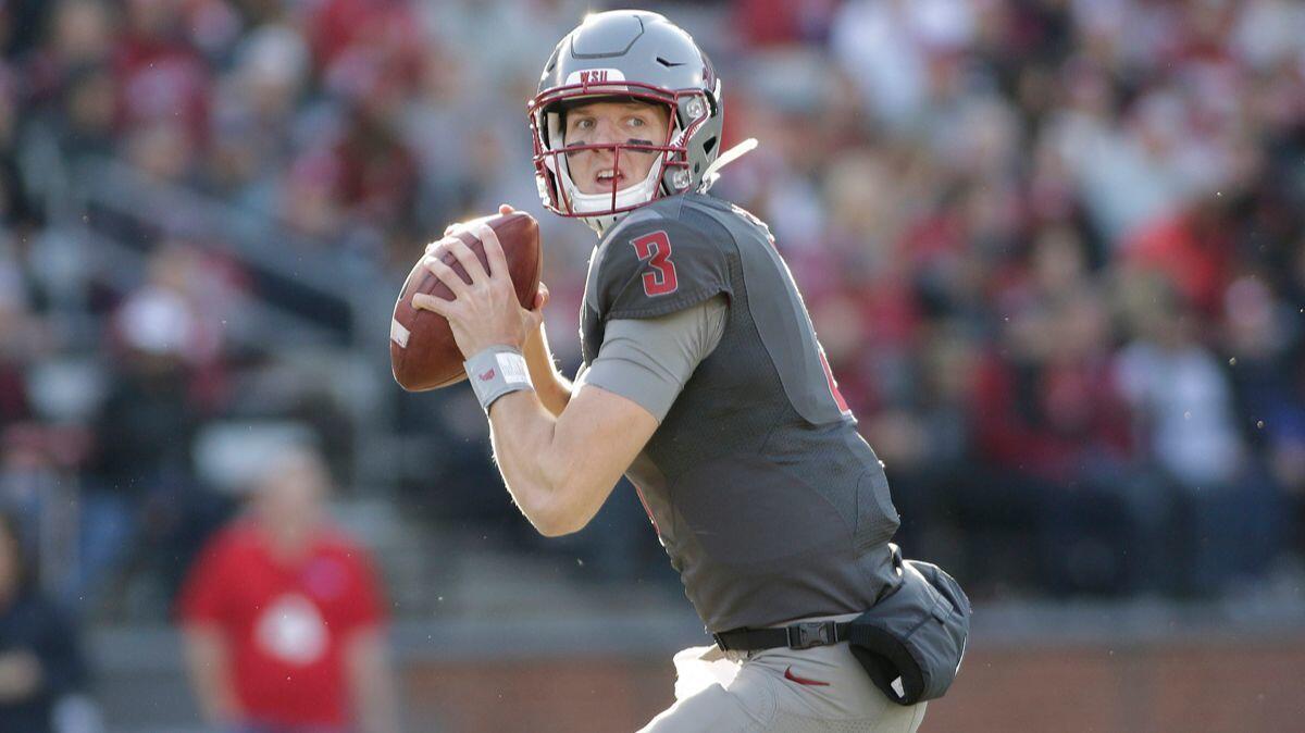 Washington State quarterback Tyler Hilinski looks to pass against Arizona in November 2016.