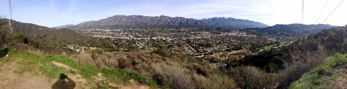 A panoramic view of Glendale, La Crescenta and the San Gabriel mountains from the Verdugo mountains in Glendale in 2013. A bill to add parts of the Rim of the Valley Corridor, which includes the Verdugos, to the Santa Monica Mountains National Recreation Area passed the U.S. House Wednesday.