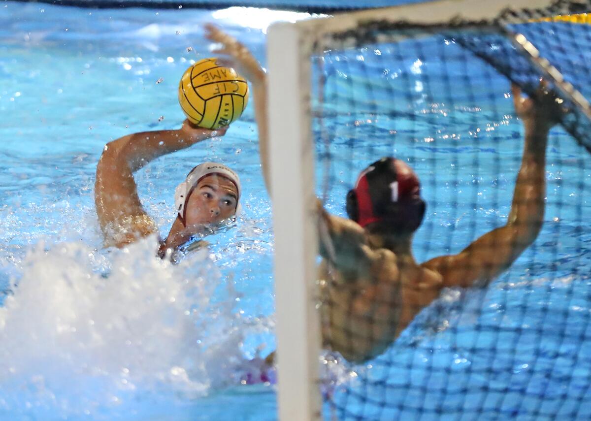 Laguna's Maxwell Schlaich takes a shot to the corner of the cage during Wednesday's match.