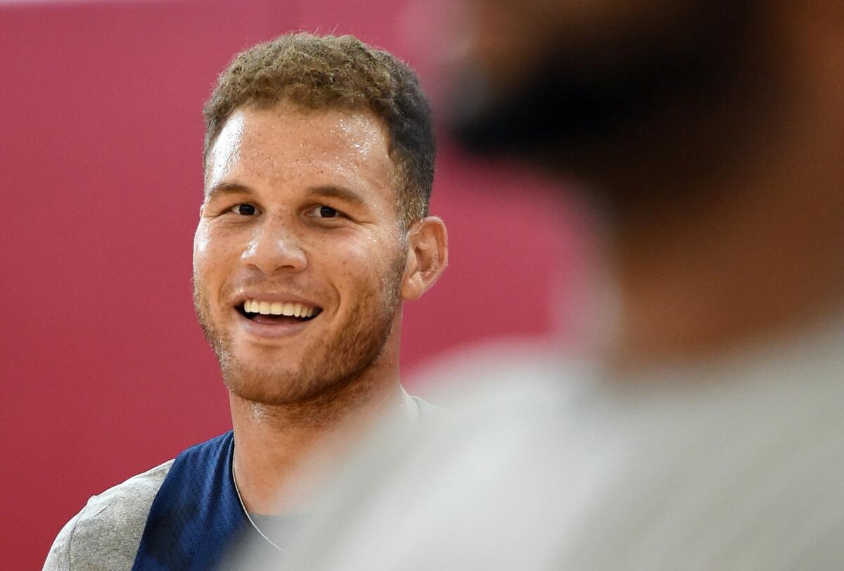 Clippers forward Blake Griffin works out during a Team USA basketball practice session at the Mendenhall Center on Aug. 11.