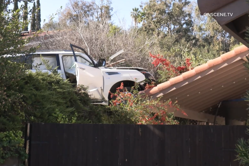 A driver lost control of an SUV in a crash on Corral Canyon Road in Bonita on Tuesday morning.