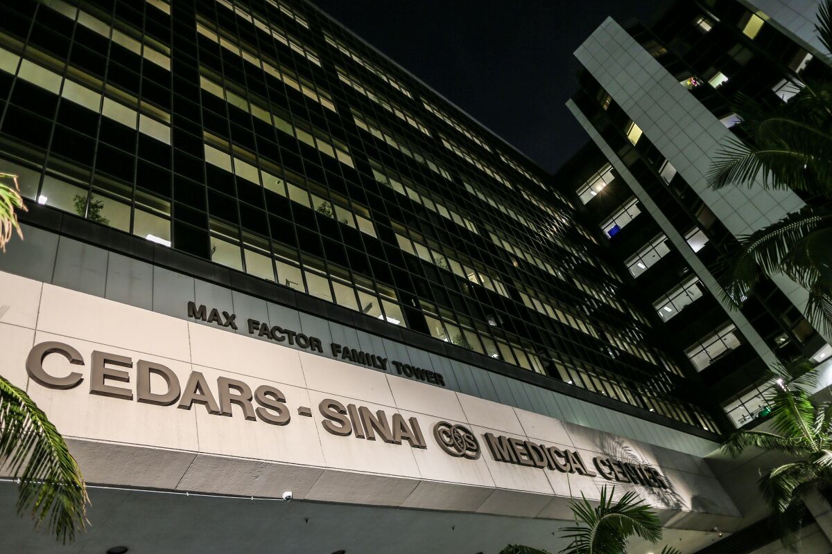 The exterior of the Cedars-Sinai Medical Center