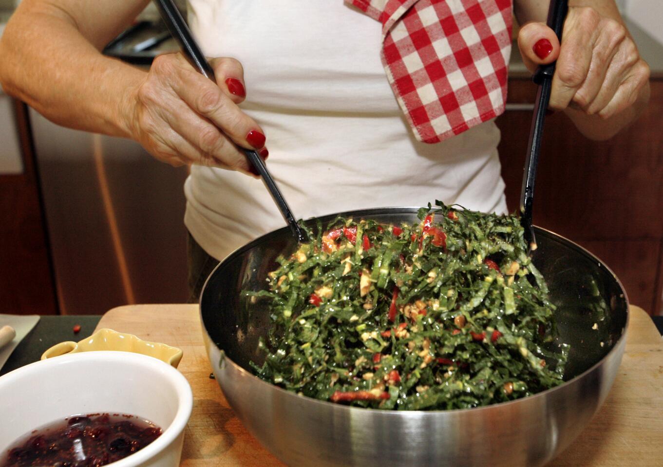 Kale salad with cranberries and walnuts