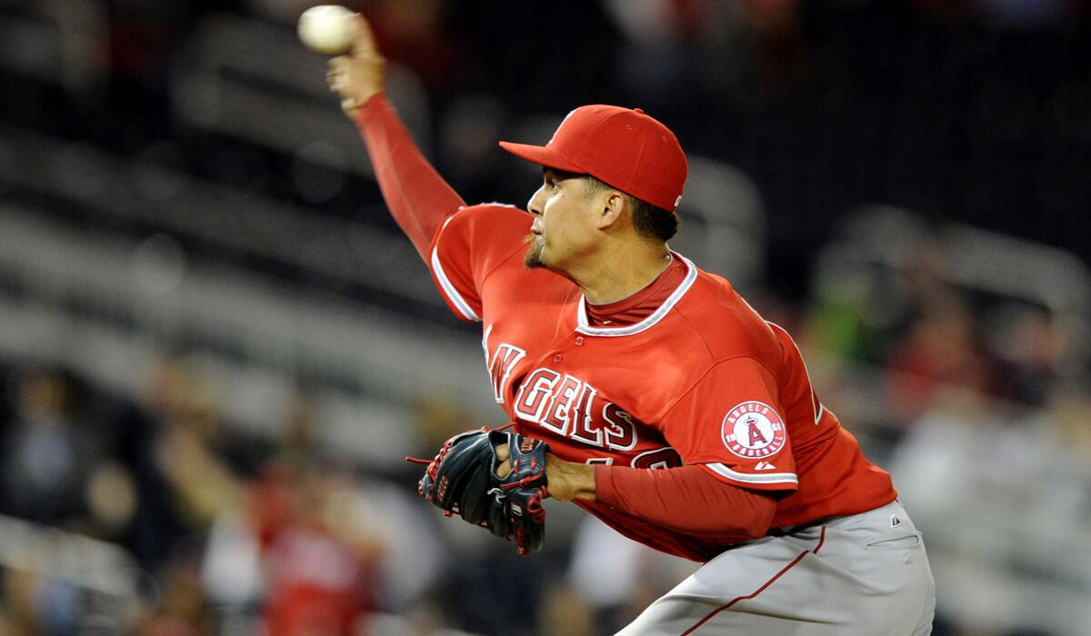 Angels relief pitcher Ernesto Frieri has struggled this season, with a 9.35 earned-run average and two blown saves.