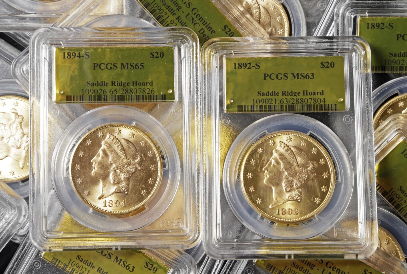 The face value of the gold pieces found by a couple on their property in California's gold country adds up to about $28,000, but some of the coins could fetch nearly $1 million apiece, experts say.
